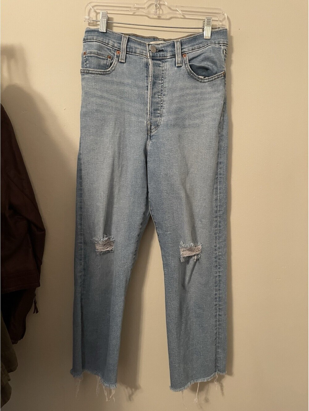 Levi’s Ribcage Straight Ankle Jeans Size 28 High Rise Light Wash Denim